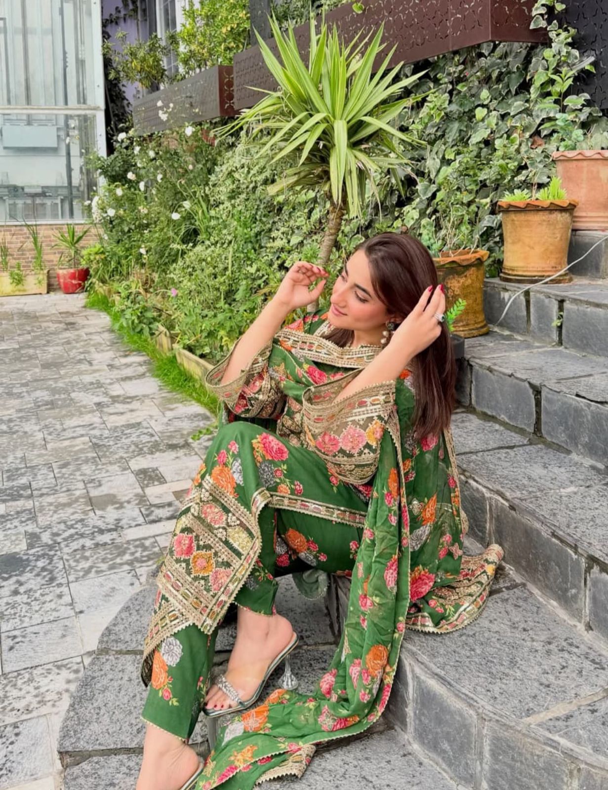 Aneelas Silk Dress Embroidered 3 Piece Unstitched LUX-15 (Green)