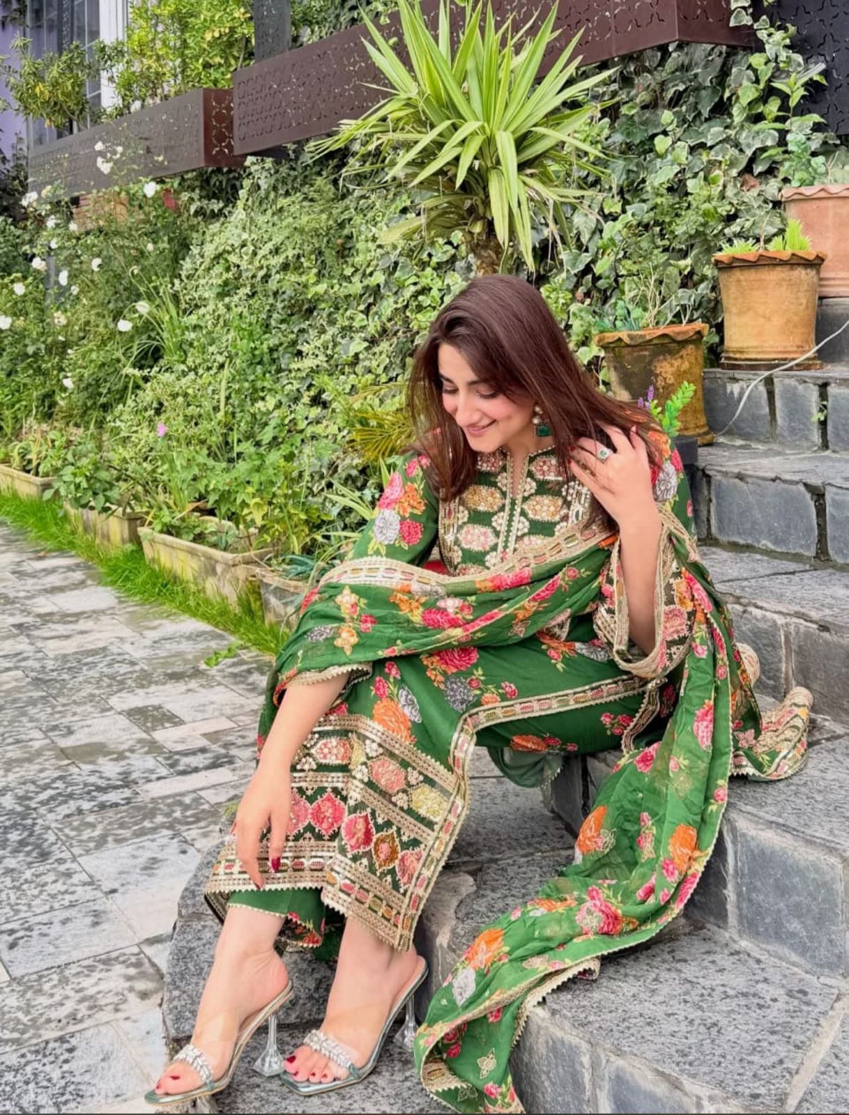 Aneelas Silk Dress Embroidered 3 Piece Unstitched LUX-15 (Green)