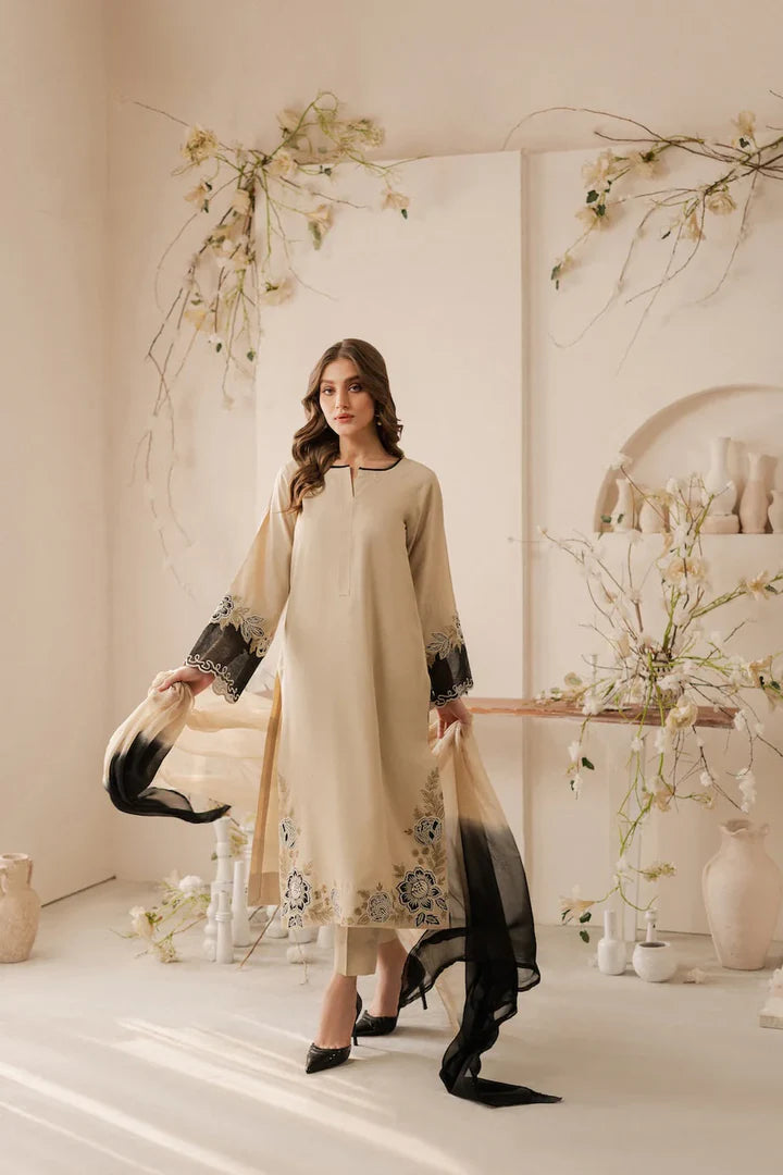 Grace S1021-Embroidered 3pc Lawn dress with Embroidered Chiffon Dupatta