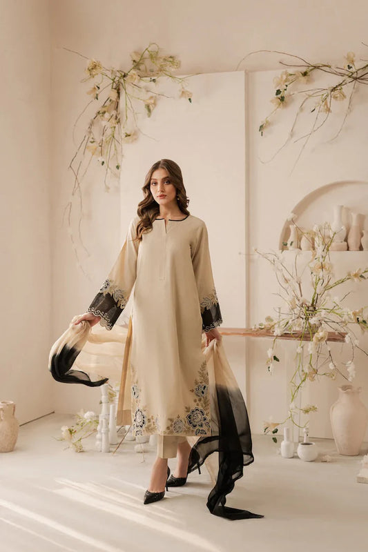 Grace S1021-Embroidered 3pc Lawn dress with Embroidered Chiffon Dupatta